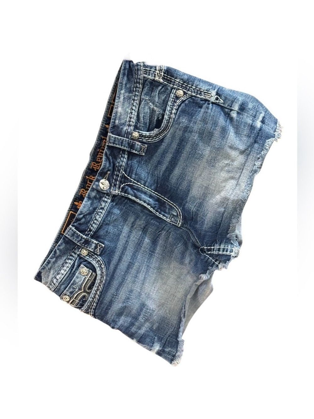 Rock Revival Ziylia Women's Distressed Denim Shorts Size 30 - Picture 4 of 7